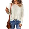 imageAcelitt Womens Casual Lightweight Long Sleeve Crewneck Knit Shirts Tops SXXLWhite