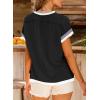 imageAcelitt Women Casual Short Sleeve Crewneck Loose Color Block Ribbed T Shirts Tops SXXLBlack