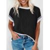 imageAcelitt Women Casual Short Sleeve Crewneck Loose Color Block Ribbed T Shirts Tops SXXLBlack