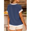 imageAcelitt Women Casual Short Sleeve Crewneck Loose Color Block Ribbed T Shirts Tops SXXLBlue