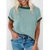 imageAcelitt Women Casual Short Sleeve Crewneck Loose Color Block Ribbed T Shirts Tops SXXLGreen