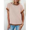 imageAcelitt Women Casual Short Sleeve Crewneck Loose Color Block Ribbed T Shirts Tops SXXLKhaki