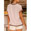 imageAcelitt Women Casual Short Sleeve Crewneck Loose Color Block Ribbed T Shirts Tops SXXLKhaki