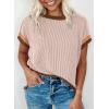 imageAcelitt Women Casual Short Sleeve Crewneck Loose Color Block Ribbed T Shirts Tops SXXLKhaki