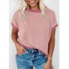 imageAcelitt Women Casual Short Sleeve Crewneck Loose Color Block Ribbed T Shirts Tops SXXLPink