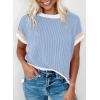 imageAcelitt Women Casual Short Sleeve Crewneck Loose Color Block Ribbed T Shirts Tops SXXLSky Blue