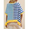 imageAcelitt Womens Casual Summer Short Sleeve Crewneck Color Block Sweatshirts TShirts Tops SXXLBlue