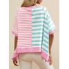 imageAcelitt Womens Casual Summer Short Sleeve Crewneck Color Block Sweatshirts TShirts Tops SXXLPink