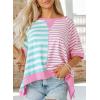 imageAcelitt Womens Casual Summer Short Sleeve Crewneck Color Block Sweatshirts TShirts Tops SXXLPink