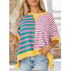 imageAcelitt Womens Casual Summer Short Sleeve Crewneck Color Block Sweatshirts TShirts Tops SXXLRed