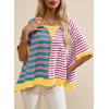imageAcelitt Womens Casual Summer Short Sleeve Crewneck Color Block Sweatshirts TShirts Tops SXXLRed