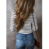 imageAcelitt Womens Fall Tops Casual Long Sleeve Striped Color Block Ribbed Knit Button Down V Neck Shirts Slim Fitted Henley TopsBlack and White Striped