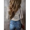 imageAcelitt Womens Fall Tops Casual Long Sleeve Striped Color Block Ribbed Knit Button Down V Neck Shirts Slim Fitted Henley TopsBlue and White Striped