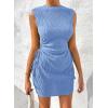 imageAcelitt Womens Summer Dresses 2025 Beach Casual Crewneck Loose Sundress Ribbed Cut Out Mini DressBlue