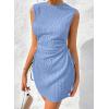 imageAcelitt Womens Summer Dresses 2025 Beach Casual Crewneck Loose Sundress Ribbed Cut Out Mini DressBlue
