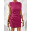 imageAcelitt Womens Summer Dresses 2025 Beach Casual Crewneck Loose Sundress Ribbed Cut Out Mini DressRose