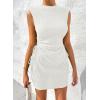 imageAcelitt Womens Summer Dresses 2025 Beach Casual Crewneck Loose Sundress Ribbed Cut Out Mini DressWhite