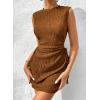 imageAcelitt Womens Summer Dresses 2025 Beach Casual Crewneck Loose Sundress Ribbed Cut Out Mini DressYbrown