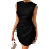 imageAcelitt Womens Summer Dresses 2025 Beach Casual Crewneck Loose Sundress Ribbed Cut Out Mini DressBlack