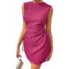 imageAcelitt Womens Summer Dresses 2025 Beach Casual Crewneck Loose Sundress Ribbed Cut Out Mini DressRose