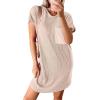 imageAcelitt Womens Casual Summer Crewneck Short Sleeve Ribbed Mini Tshirt Dress XS3XL5 Beige