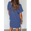imageAcelitt Womens Casual Summer Crewneck Short Sleeve Ribbed Mini Tshirt Dress XS3XL5 Blue