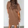 imageAcelitt Womens Casual Summer Crewneck Short Sleeve Ribbed Mini Tshirt Dress XS3XL5 Brown Red