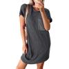 imageAcelitt Womens Casual Summer Crewneck Short Sleeve Ribbed Mini Tshirt Dress XS3XL5 Dark Gray