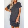 imageAcelitt Womens Casual Summer Crewneck Short Sleeve Ribbed Mini Tshirt Dress XS3XL5 Dark Gray