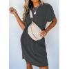imageAcelitt Womens Casual Summer Crewneck Short Sleeve Ribbed Mini Tshirt Dress XS3XL5 Dark Gray