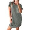imageAcelitt Womens Casual Summer Crewneck Short Sleeve Ribbed Mini Tshirt Dress XS3XL5 Green