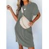 imageAcelitt Womens Casual Summer Crewneck Short Sleeve Ribbed Mini Tshirt Dress XS3XL5 Green