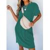 imageAcelitt Womens Casual Summer Crewneck Short Sleeve Ribbed Mini Tshirt Dress XS3XL5 Green2