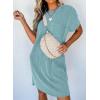 imageAcelitt Womens Casual Summer Crewneck Short Sleeve Ribbed Mini Tshirt Dress XS3XL5 Light Green