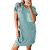 imageAcelitt Womens Casual Summer Crewneck Short Sleeve Ribbed Mini Tshirt Dress XS3XL5 Light Green