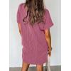 imageAcelitt Womens Casual Summer Crewneck Short Sleeve Ribbed Mini Tshirt Dress XS3XL5 Red
