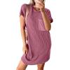 imageAcelitt Womens Casual Summer Crewneck Short Sleeve Ribbed Mini Tshirt Dress XS3XL5 Red