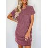 imageAcelitt Womens Casual Summer Crewneck Short Sleeve Ribbed Mini Tshirt Dress XS3XL5 Red
