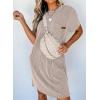 imageAcelitt Womens Casual Summer Crewneck Short Sleeve Ribbed Mini Tshirt Dress XS3XL6 Beige2