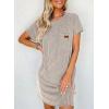 imageAcelitt Womens Casual Summer Crewneck Short Sleeve Ribbed Mini Tshirt Dress XS3XL6 Beige2
