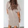 imageAcelitt Womens Casual Summer Crewneck Short Sleeve Ribbed Mini Tshirt Dress XS3XL6 Beige2
