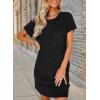 imageAcelitt Womens Casual Summer Crewneck Short Sleeve Ribbed Mini Tshirt Dress XS3XL6 Black