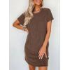 imageAcelitt Womens Casual Summer Crewneck Short Sleeve Ribbed Mini Tshirt Dress XS3XL6 Brown