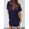 imageAcelitt Womens Casual Summer Crewneck Short Sleeve Ribbed Mini Tshirt Dress XS3XL6 Navy Blue