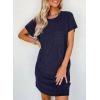imageAcelitt Womens Casual Summer Crewneck Short Sleeve Ribbed Mini Tshirt Dress XS3XL6 Navy Blue