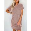 imageAcelitt Womens Casual Summer Crewneck Short Sleeve Ribbed Mini Tshirt Dress XS3XL6 Pink