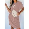 imageAcelitt Womens Casual Summer Crewneck Short Sleeve Ribbed Mini Tshirt Dress XS3XL6 Pink