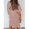 imageAcelitt Womens Casual Summer Crewneck Short Sleeve Ribbed Mini Tshirt Dress XS3XL6 Pink