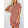 imageAcelitt Womens Casual Summer Crewneck Short Sleeve Ribbed Mini Tshirt Dress XS3XL6 Red2