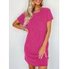 imageAcelitt Womens Casual Summer Crewneck Short Sleeve Ribbed Mini Tshirt Dress XS3XL6 Rose
